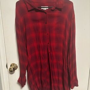 Ava & Viv Red Plaid Button Down Shirt